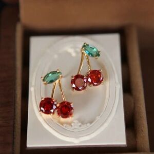 Sterling Silver Red Cherry Earrings